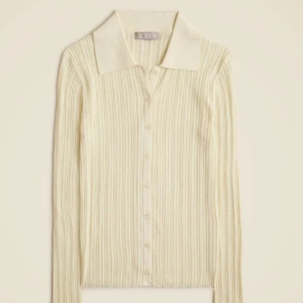 J Crew Ribbed tulle trim sweater